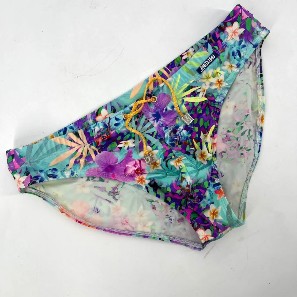 Mercurio Hawaiian Floral Tropical Pouch‎ Enhancing Sexy Bikini Swimsuit Exotic